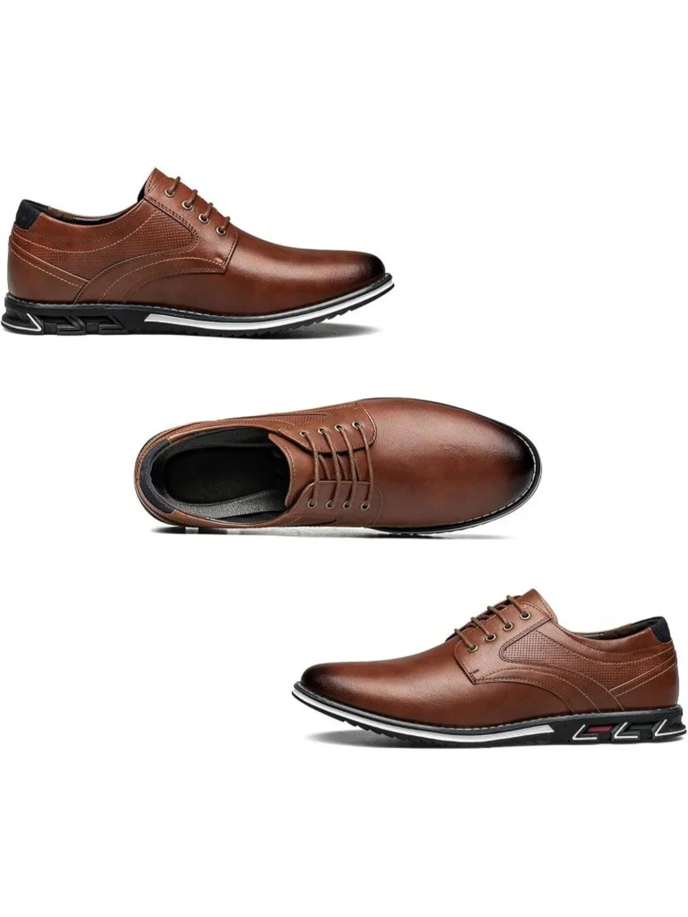 Men's Light Brown Superior Flexural Leather Business Oxford Derby Dress Shoes